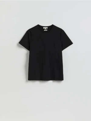 Reserved - T-shirt slim z bawełny merceryzowanej - czarny