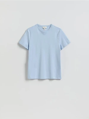 Reserved - T-shirt slim z bawełny merceryzowanej - jasnoniebieski