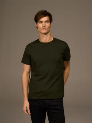 Reserved - T-shirt slim z bawełny merceryzowanej - zielony