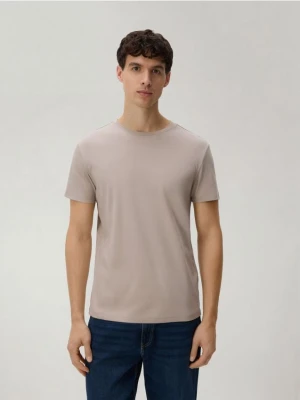 Reserved - T-shirt slim z bawełny pima - beżowy