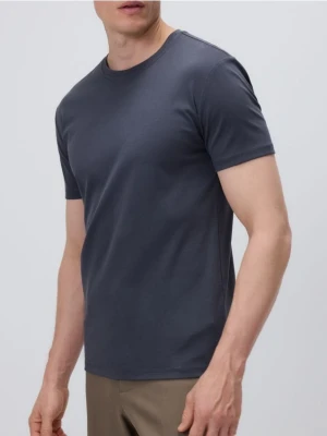 Reserved - T-shirt slim z bawełny pima - ciemnoszary