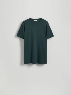 Reserved - T-shirt slim z bawełny pima - ciemnozielony