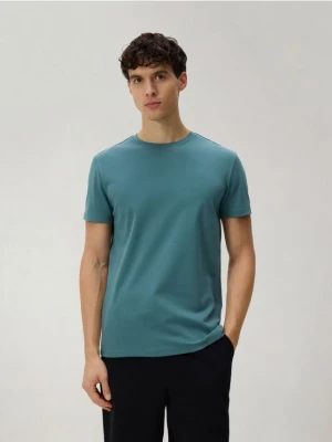 Reserved - T-shirt slim z bawełny pima - jasny zielony