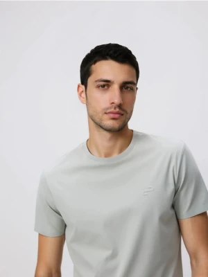 Reserved - T-shirt slim z merceryzowaną bawełną - jasnozielony