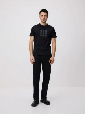 Reserved - T-shirt slim z bawełny merceryzowanej - czarny