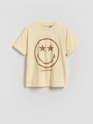 Reserved - T-shirt SmileyWorld® - beżowy
