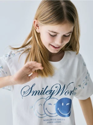 Reserved - T-shirt SmileyWorld® - złamana biel