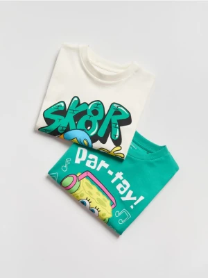 Reserved - T-shirt SpongeBob 2 pack - złamana biel