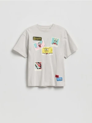Reserved - T-shirt SpongeBob - beżowy