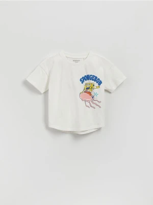 Reserved - T-shirt SpongeBob - złamana biel