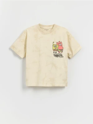 Reserved - T-shirt SpongeBob - złamana biel