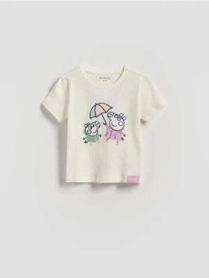 Reserved - T-shirt Świnka Peppa - złamana biel