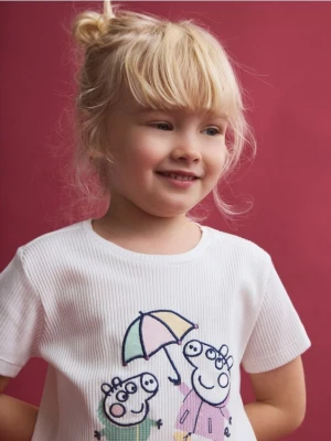 Reserved - T-shirt Świnka Peppa - złamana biel