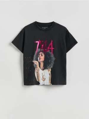Reserved - T-shirt TYLA - ciemnoszary
