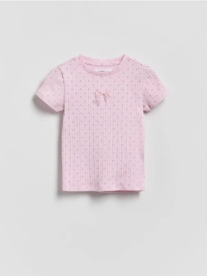 Reserved - T-shirt w kropki - pastelowy róż