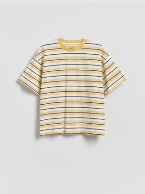 Reserved - T-shirt w paski - bursztynowy