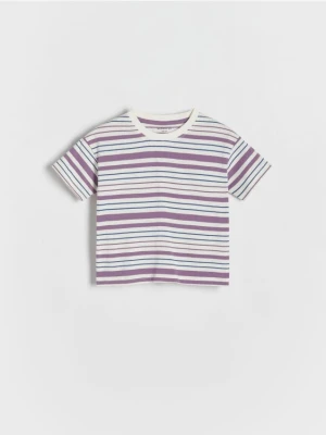 Reserved - T-shirt w paski - fioletowy