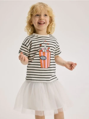 Reserved - T-shirt w paski z nadrukiem - wielobarwny