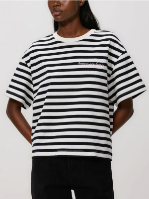 Reserved - T-shirt w paski z nadrukiem - wielobarwny