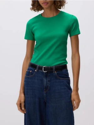 Reserved - T-shirt w prążek - zielony