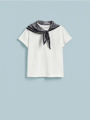 Reserved - T-shirt z apaszką - biały