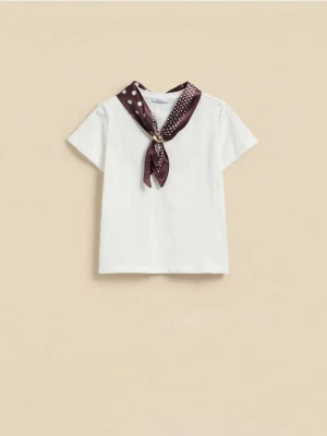 Reserved - T-shirt z apaszką - biały