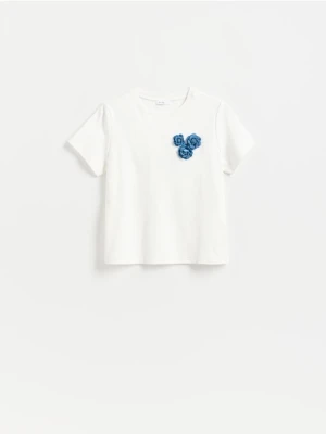 Reserved - T-shirt z aplikacją - biały