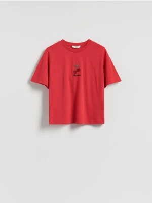 Reserved - T-shirt z aplikacją - czerwony