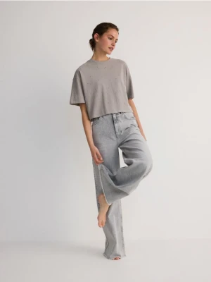 Reserved - T-shirt z aplikacją - jasnoszary