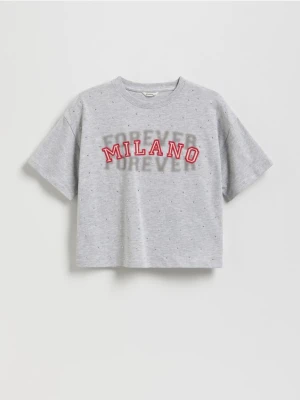 Reserved - T-shirt z aplikacją - jasnoszary