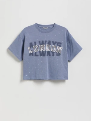 Reserved - T-shirt z aplikacją - niebieski