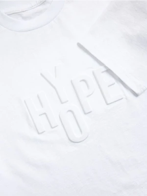 Reserved - T-shirt z aplikacją - złamana biel