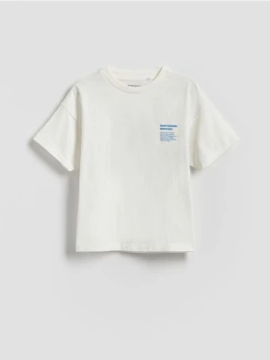 Reserved - T-shirt z aplikacją - złamana biel