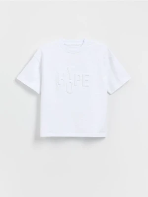 Reserved - T-shirt z aplikacją - złamana biel