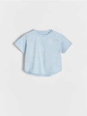 Reserved - T-shirt z asymetrycznym dołem - jasnoniebieski