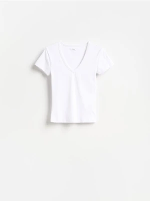 Reserved - T-shirt z bawełną - biały