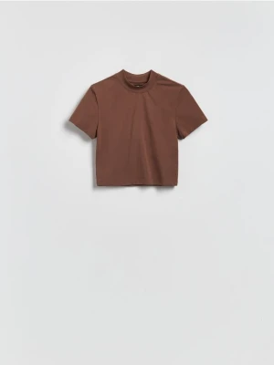 Reserved - T-shirt z bawełną - ciemnobrązowy