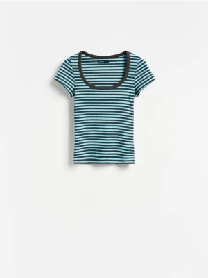 Reserved - T-shirt z bawełną - niebieski
