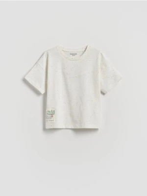 Reserved - T-shirt z bawełną - złamana biel