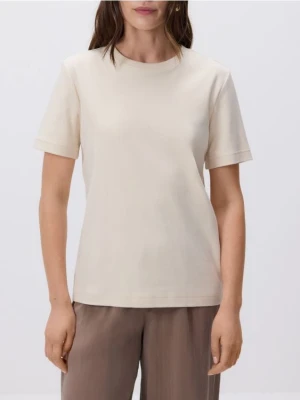 Reserved - T-shirt z bawełny merceryzowanej - beżowy