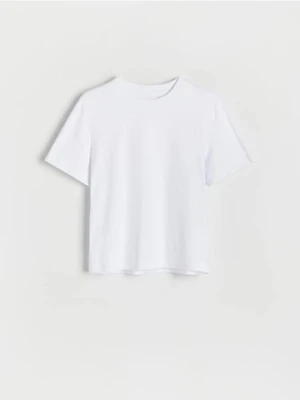 Reserved - T-shirt z bawełny merceryzowanej - biały