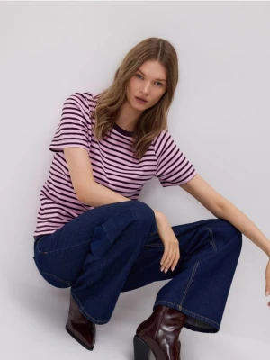 Reserved - T-shirt z bawełny merceryzowanej - ciemnofioletowy