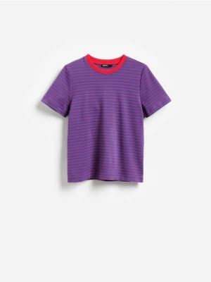 Reserved - T-shirt z bawełny merceryzowanej - ciemnofioletowy