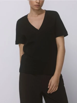 Zdjęcie produktu Reserved - T-shirt z bawełny merceryzowanej - czarny