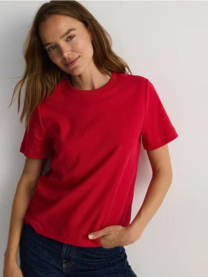 Reserved - T-shirt z bawełny merceryzowanej - czerwony