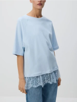 Reserved - T-shirt z bawełny merceryzowanej - jasnoniebieski