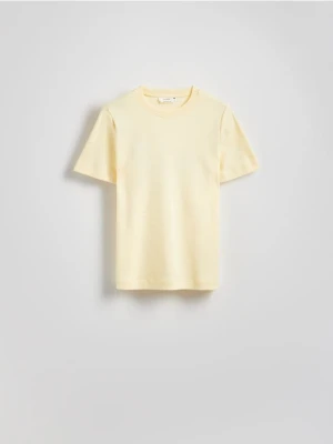 Reserved - T-shirt z bawełny merceryzowanej - kremowy
