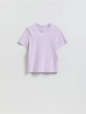 Reserved - T-shirt z bawełny merceryzowanej - lawendowy