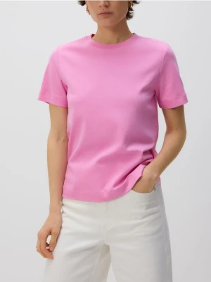 Reserved - T-shirt z bawełny merceryzowanej - pastelowy róż