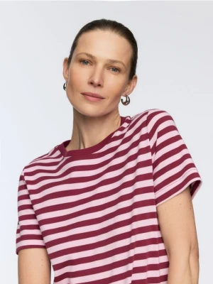 Reserved - T-shirt z bawełny merceryzowanej - pastelowy róż